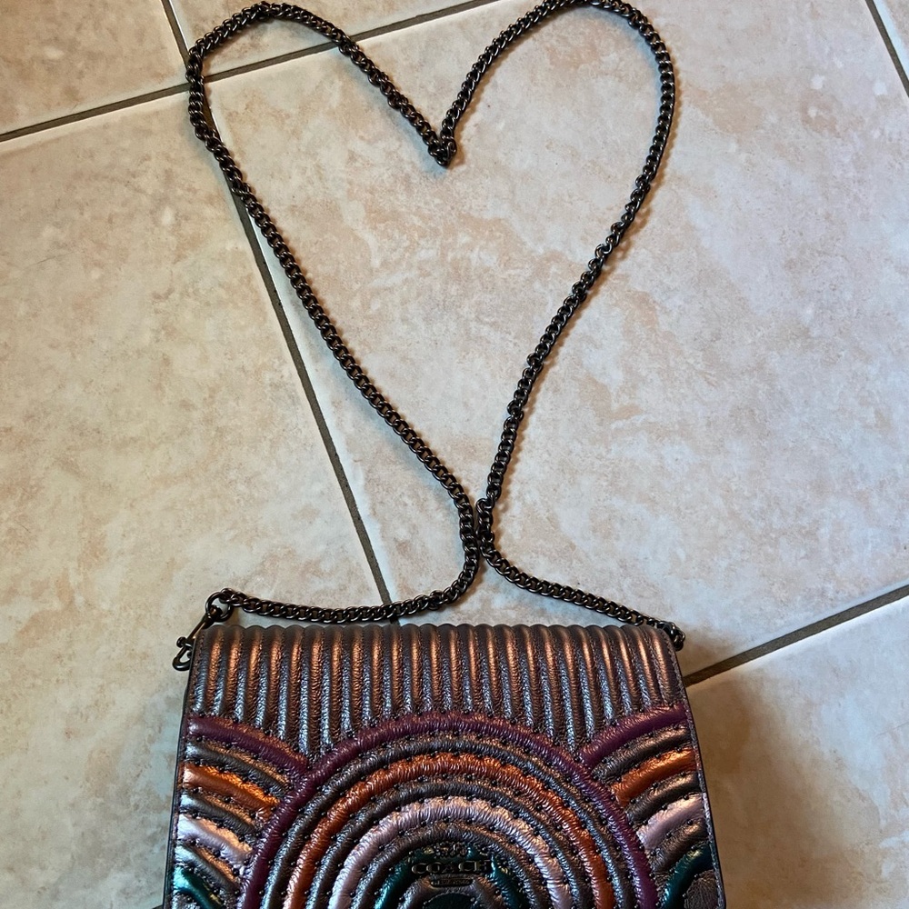 Iridescent COACH Chain Strap Women's Bag